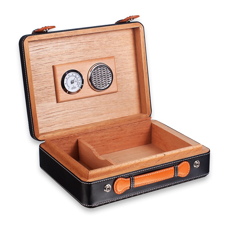 Travel Cigar Humidor Box Suitcase W/Hygrometer Humidifier for 50pcs Cedar Wood Cabinet For Cohiba Portable Smoking Accessories - woodenworld