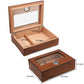 Cedar Wood Cigar Humidor W/ Hygrometer Humidifier Portable Smoking Box Accessories Glass Window Cigarette Case For Cohiba - woodenworld