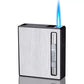 Metal 20Pcs Cigarettes Holder Case Windproof Straight Jet Flame Cigarette Lighter Automatic Bounce Smoke Gas Lighter Men Gadgets - woodenworld
