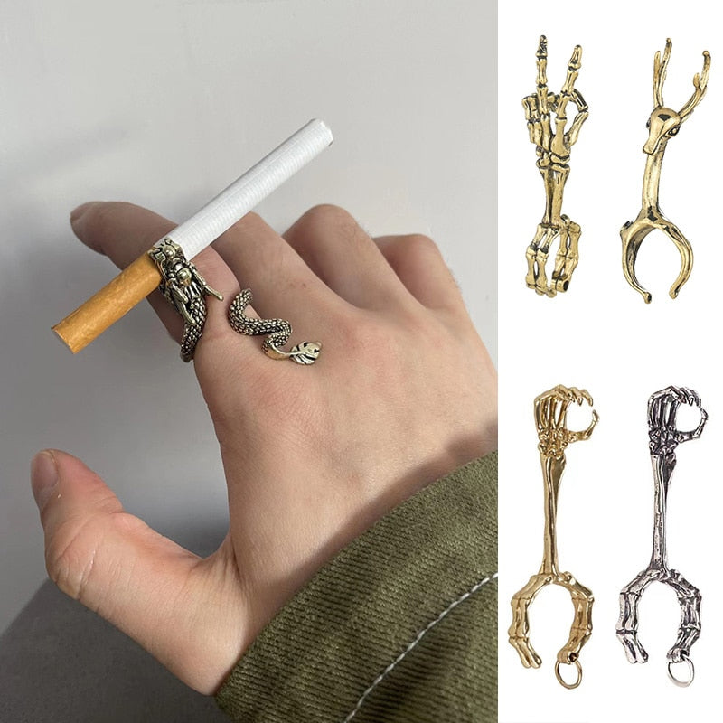 Cigarette Holder Dragon Ring Rack Metal Smoker Finger Clip Hand Rack Tobacco Cigarettes Smoking Weed Accessories Gadget Men Gift - woodenworld